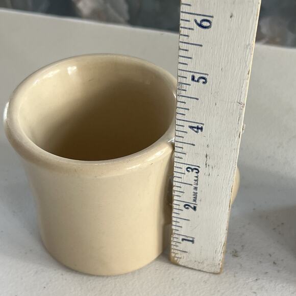 Wallace and Tepco China Coffee Mugs Set of 2 Tan 3.5" Tall Heavy Restaurant Ware - Picture 13 of 15